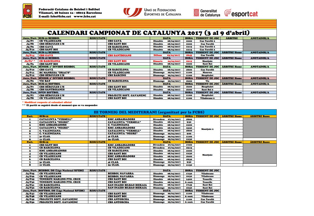 Calendario beisbol