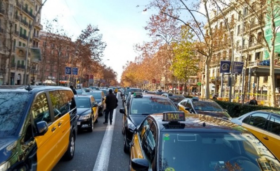 TaxistasbloqueandolaGranViaenenero2019