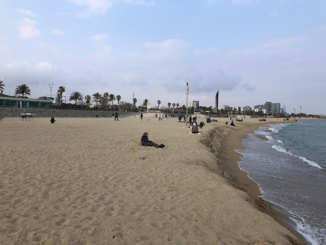 Playa de la Barceloneta durante el estado de alarma por el coronavirus