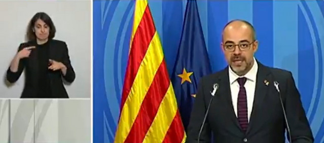 El conseller de Interior de la Generalitat, Miquel Buch, en rueda de prensa telemática sobre el coronavirus