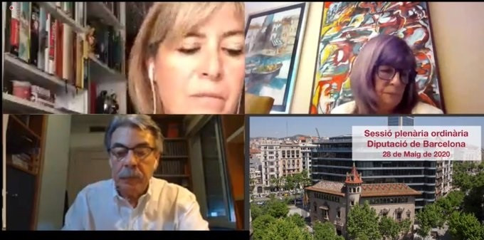 Pleno telemático de la Diputación de Barcelona que ha acordado una declaración institucional en la que lamenta la decisión de Nissan y expresa su apoyo a los trabajadores.