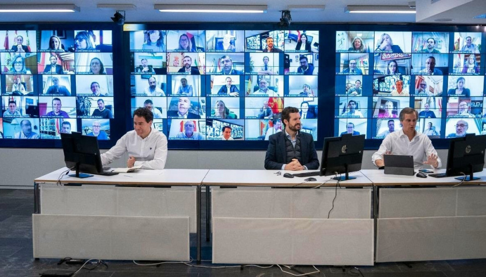Reunión de Teodoro García Egea, Pablo Casado y Antonio González Terol con alcaldes del PP