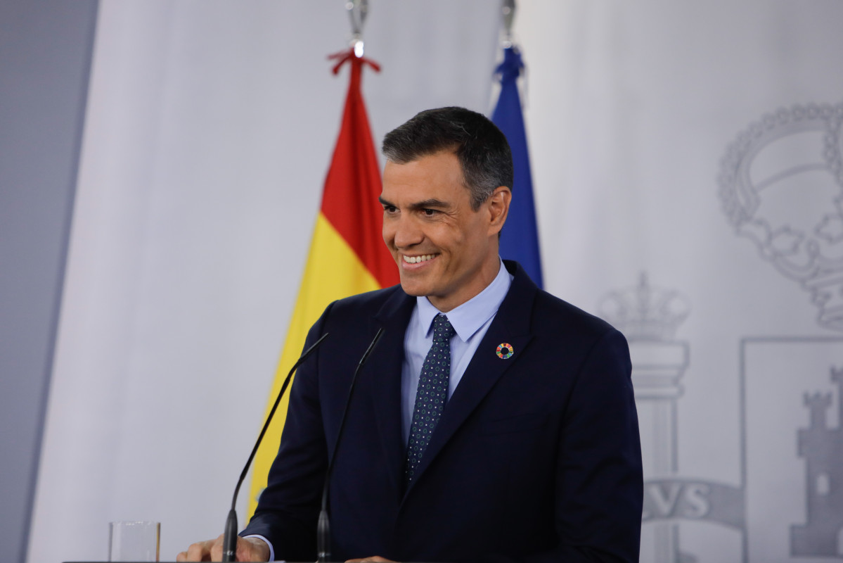 El presidente del Gobierno, Pedro Sánchez, en rueda de prensa