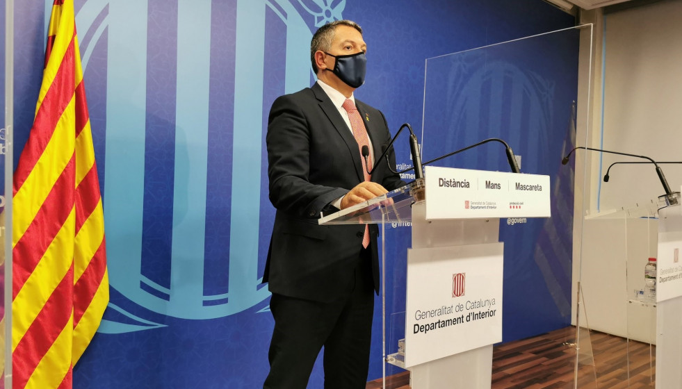 El conseller de Interior, Miquel Sàmper, en rueda de prensa telemática desde el Departamento el 29 de octubre de 2020.
