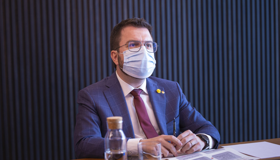 El vicepresidente de la Generalitat, Pere Aragonès, durante la reunión del Consell del Diàleg Social de Catalunya