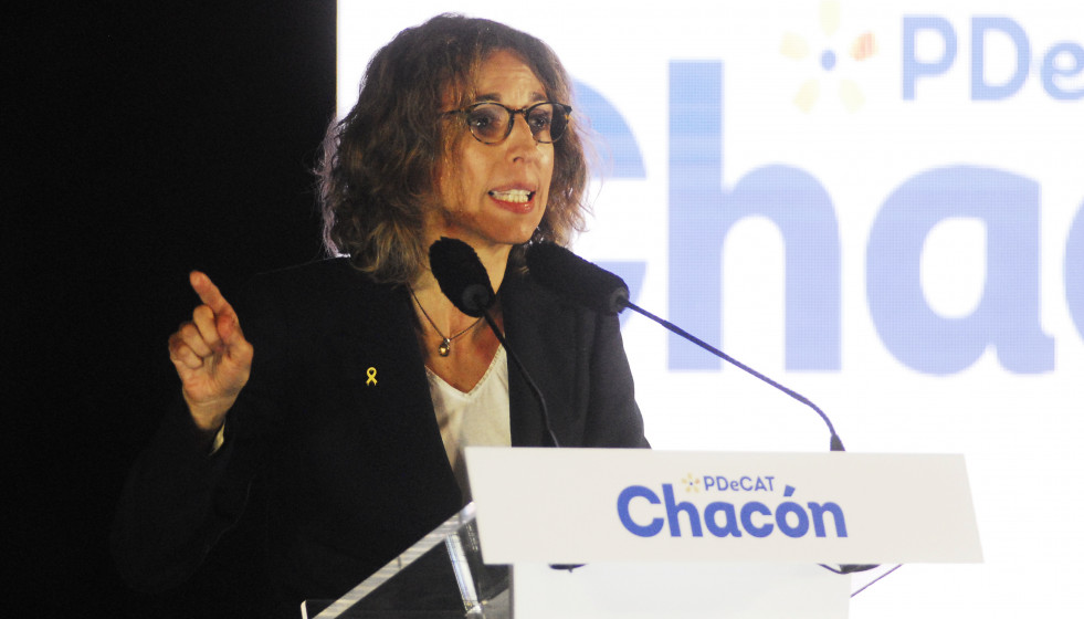 La candidata del PdeCAT a la Presidencia de la Generalitat, Àngels Chacón interviene durante el inicio de campaña del PDeCAT, en el Recinto Modernista Sant Pau, en Barcelona, Catalunya (España), a
