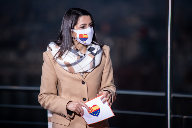 La presidenta de Ciudadanos, Inés Arrimadas, en un acto electoral en Barcelona.