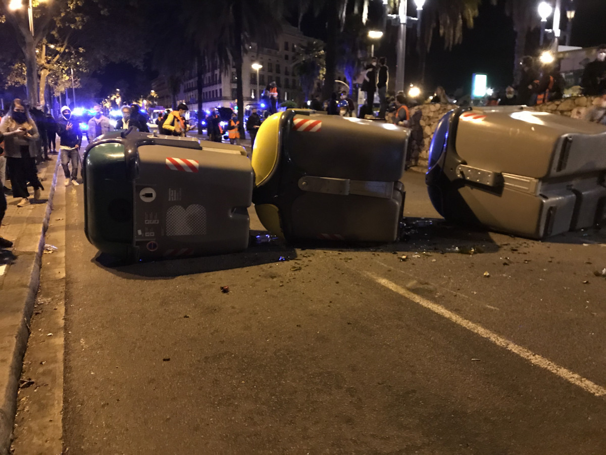 Barricadas en el Paseo Colón de Barcelona