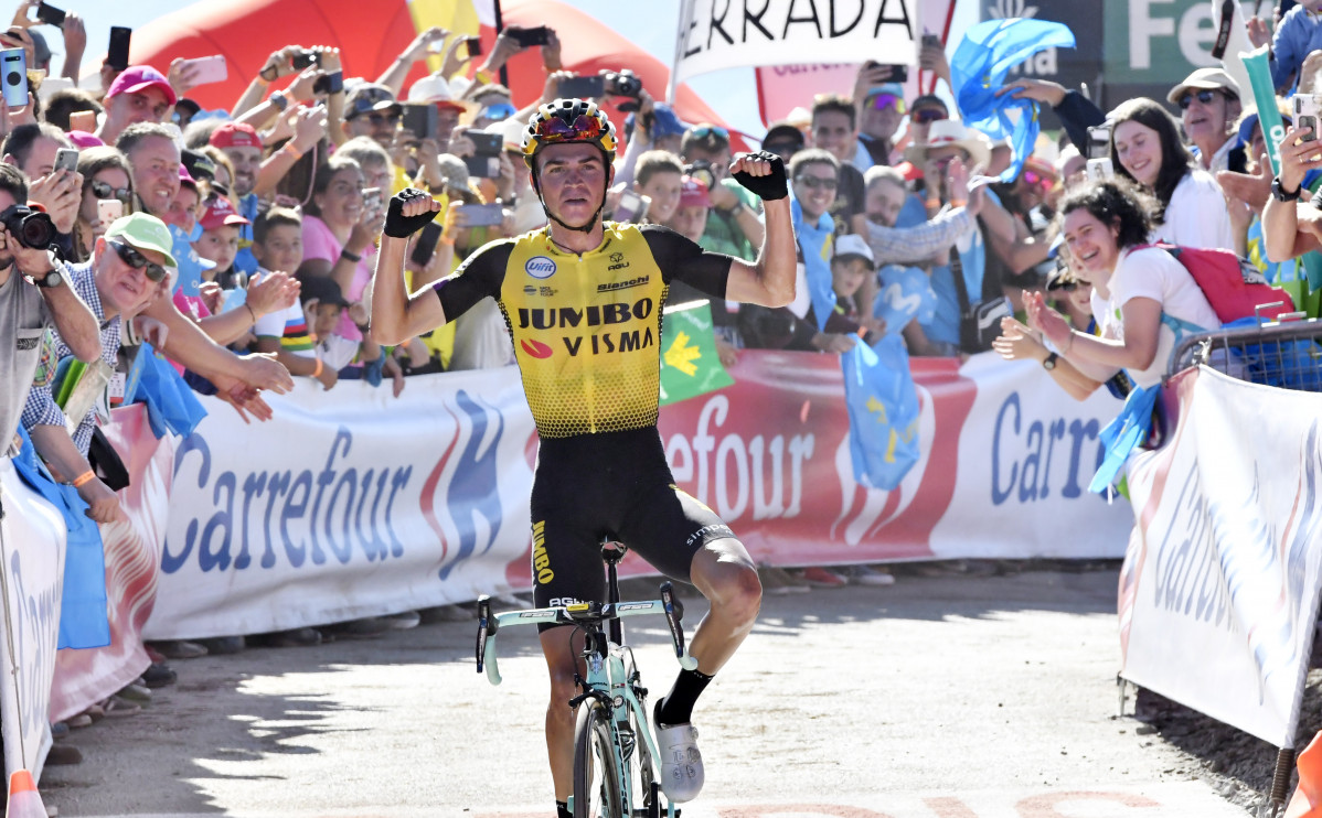 Archivo - American cyclist Sepp Kuss of Team Jumbo-Visma in action during stage 15 of the 2019 edition of the 