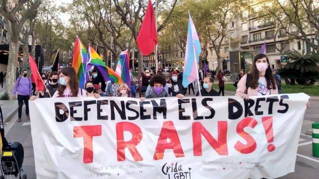 Manifestación en Barcelona por el Día Internacional de la Visibilidad Trans.