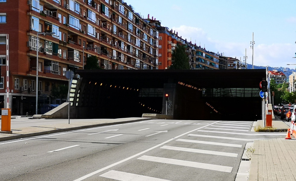 Imagen de la zona afectada por obras en la ronda del mig ay de bcn