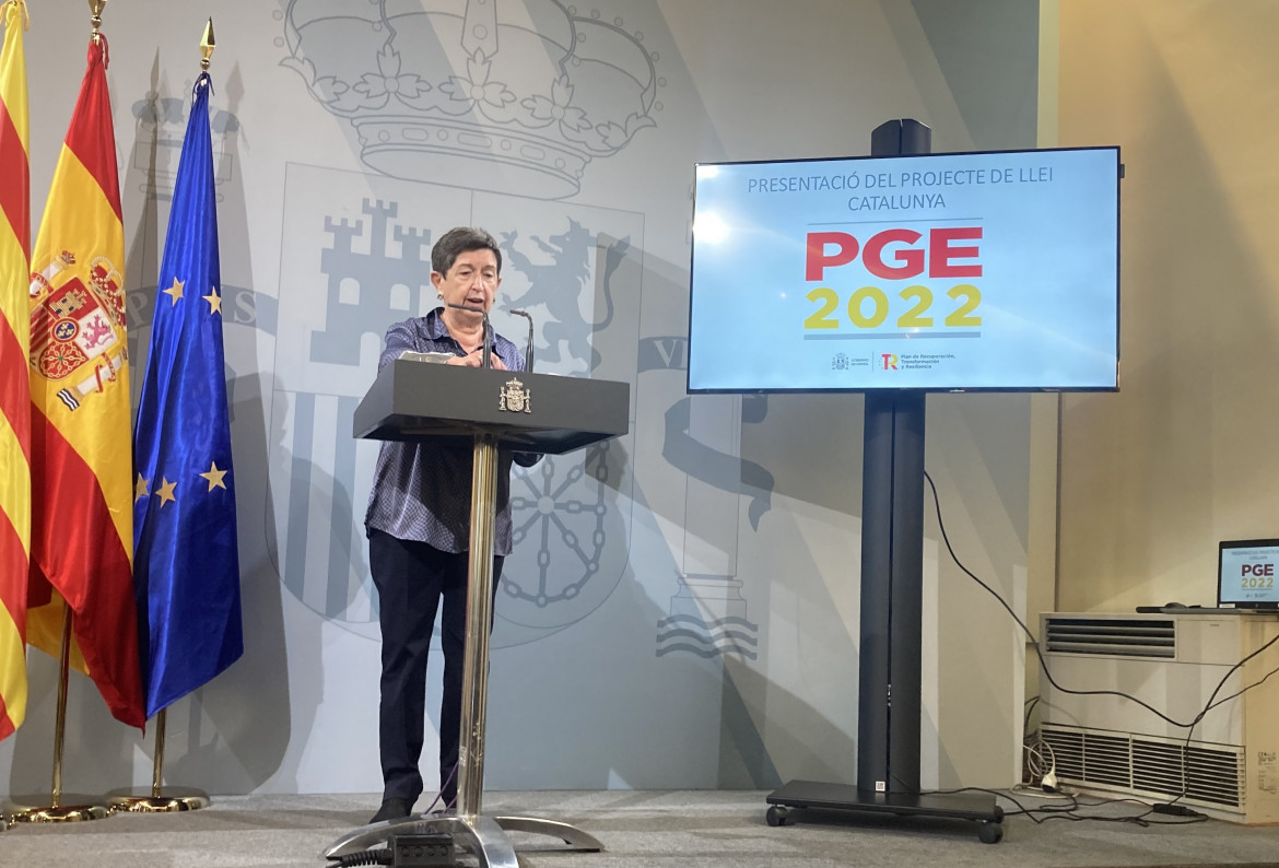 La delegada del Gobierno en Catalunya, Teresa Cunillera, durante la rueda de prensa.