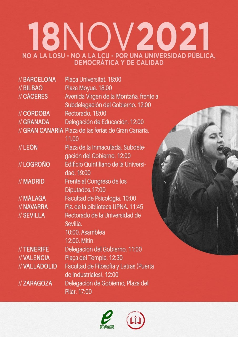 Archivo - Convocatoria de movilizaciones en varias ciudades de España para este jueves en protesta por las reformas universitarias