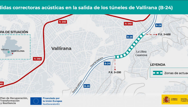 Medidas correctoras acústicas en la salida de los túneles de Vallirana (B-24)