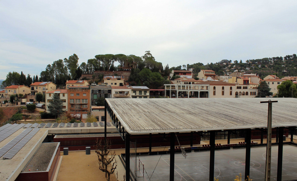 Vista des del bosc plaques escola i pista