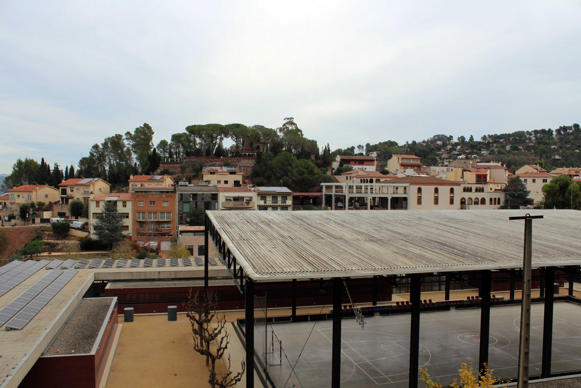 Vista des del bosc plaques escola i pista