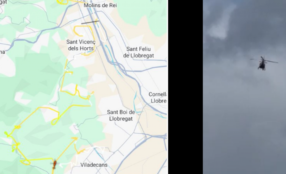 Un Helicoptero sobrevuela el Baix Llobregat e incendia las redes