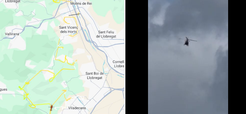 Un Helicoptero sobrevuela el Baix Llobregat e incendia las redes