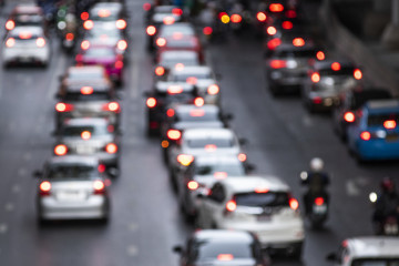 Busy crowded traffic jam road