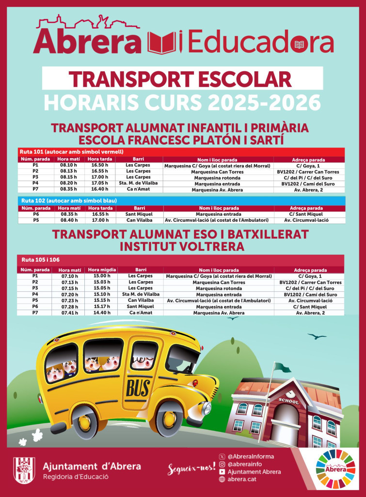 Transport escolar horaris curs 2025 2026