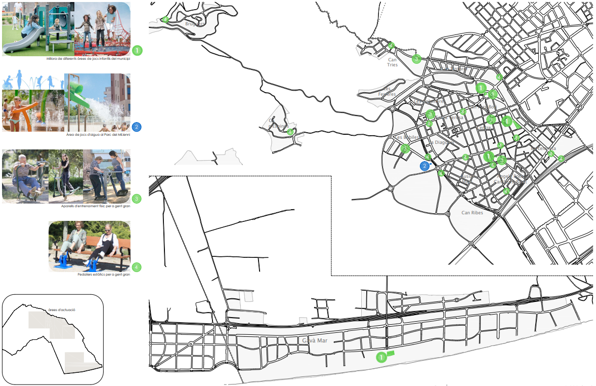 MAPA UBICACIONS PARCS ZONES EXERCICI Fu00cdSIC PARC AIGUA