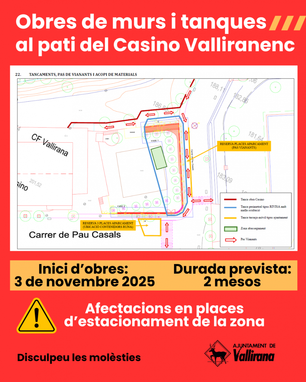 Empiezan las obras de mejora del patio del Casino en Vallirana