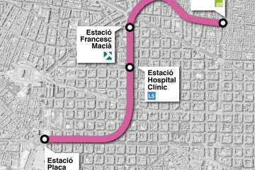 Archivo - Mapa de la prolongación de la L8 de los Ferrocarrils de la Generalitat de Catalunya (FGC) en Barcelona.
