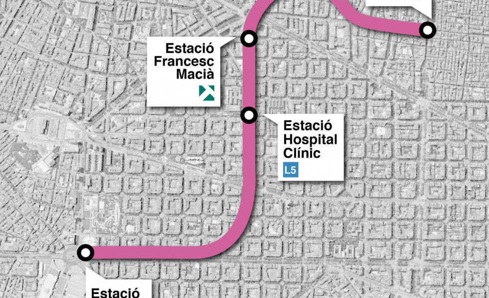 Archivo - Mapa de la prolongación de la L8 de los Ferrocarrils de la Generalitat de Catalunya (FGC) en Barcelona.