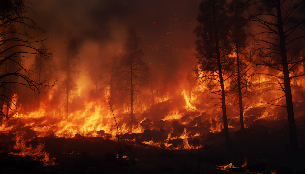 El fuego quema la naturaleza salvaje