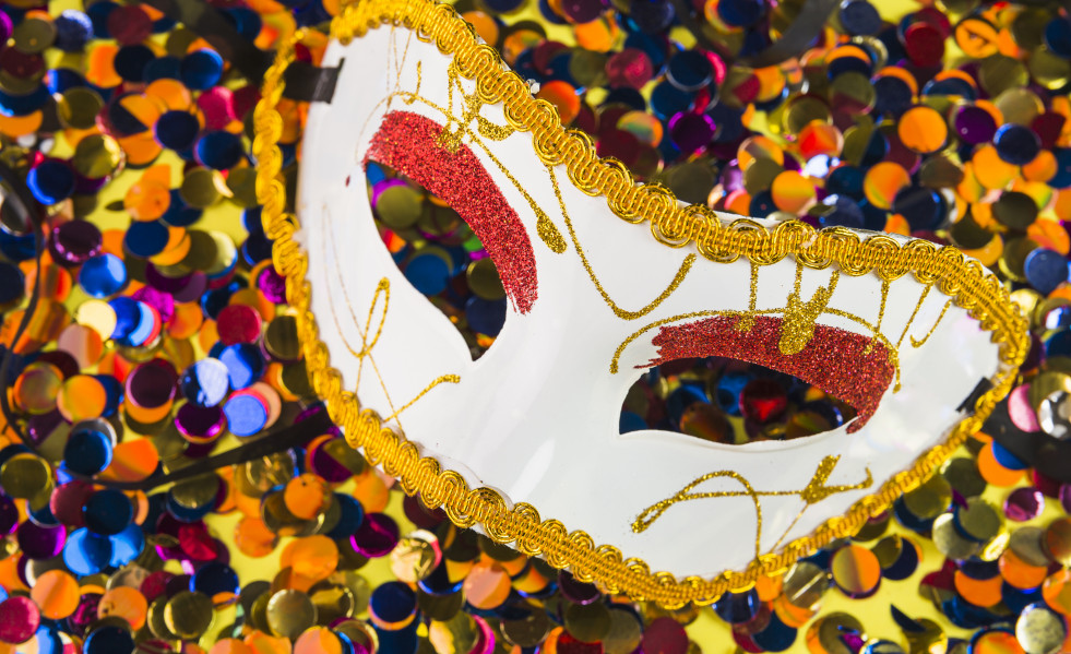 Colorful carnival composition with masks