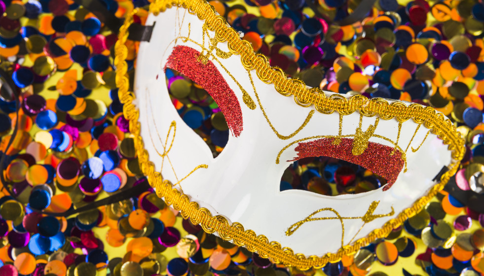 Colorful carnival composition with masks