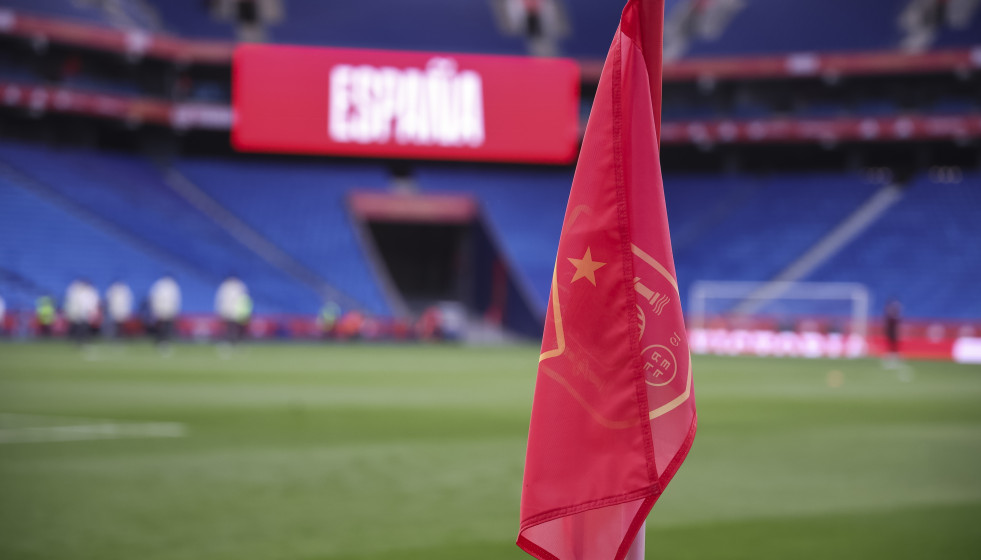 EuropaPress 7410410 detail of the corner flag of spain during the international friendly match