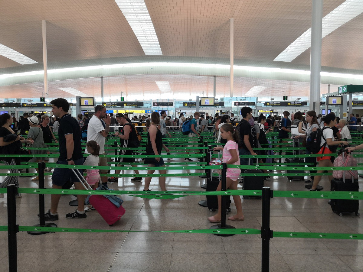 T1 del aeropuerto de Barcelona en jornada de huelga