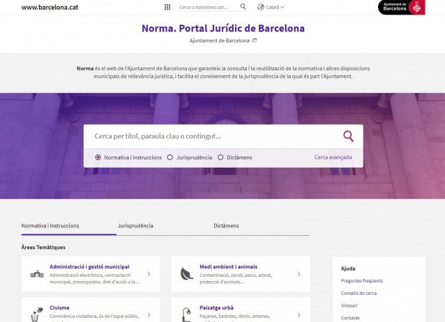El portal Norma, la página web del Ayuntamiento de Barcelona que recoge toda la normativa municipal y la documentación jurídica relevante.