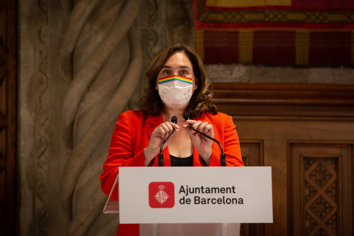 La alcaldesa de Barcelona, Ada Colau, una rueda de prensa tras su reunión en el Ayuntamiento de Barcelona, Catalunya (España), a 7 de septiembre de 2020.