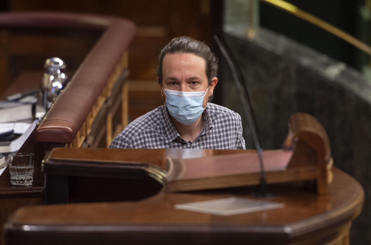 El vicepresidente segundo del Gobierno, Pablo Iglesias, en el Congreso de los Diputados el 24 de marzo de 2021.