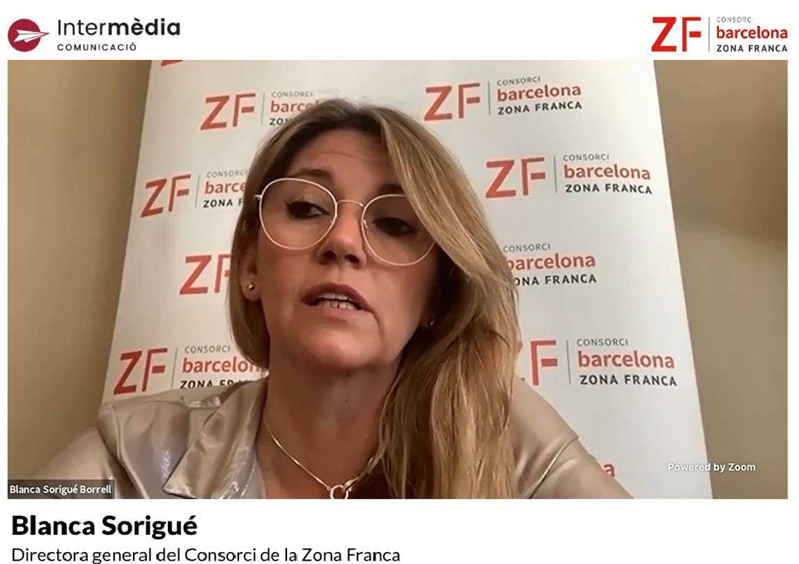 La directora general de el Consorci de la Zona Franca de Barcelona (CZFB), Blanca Sorigué, durant la seva intervenció.