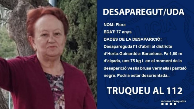 Los Mossos buscan a una mujer de 77 años desparecida en Barcelona