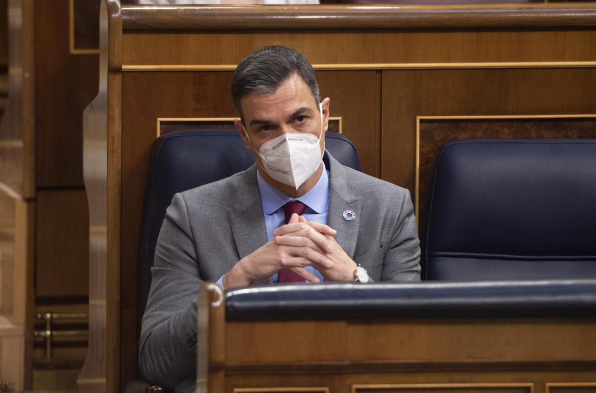 El presidente del Gobierno, Pedro Sánchez, durante una sesión plenaria en el Congreso