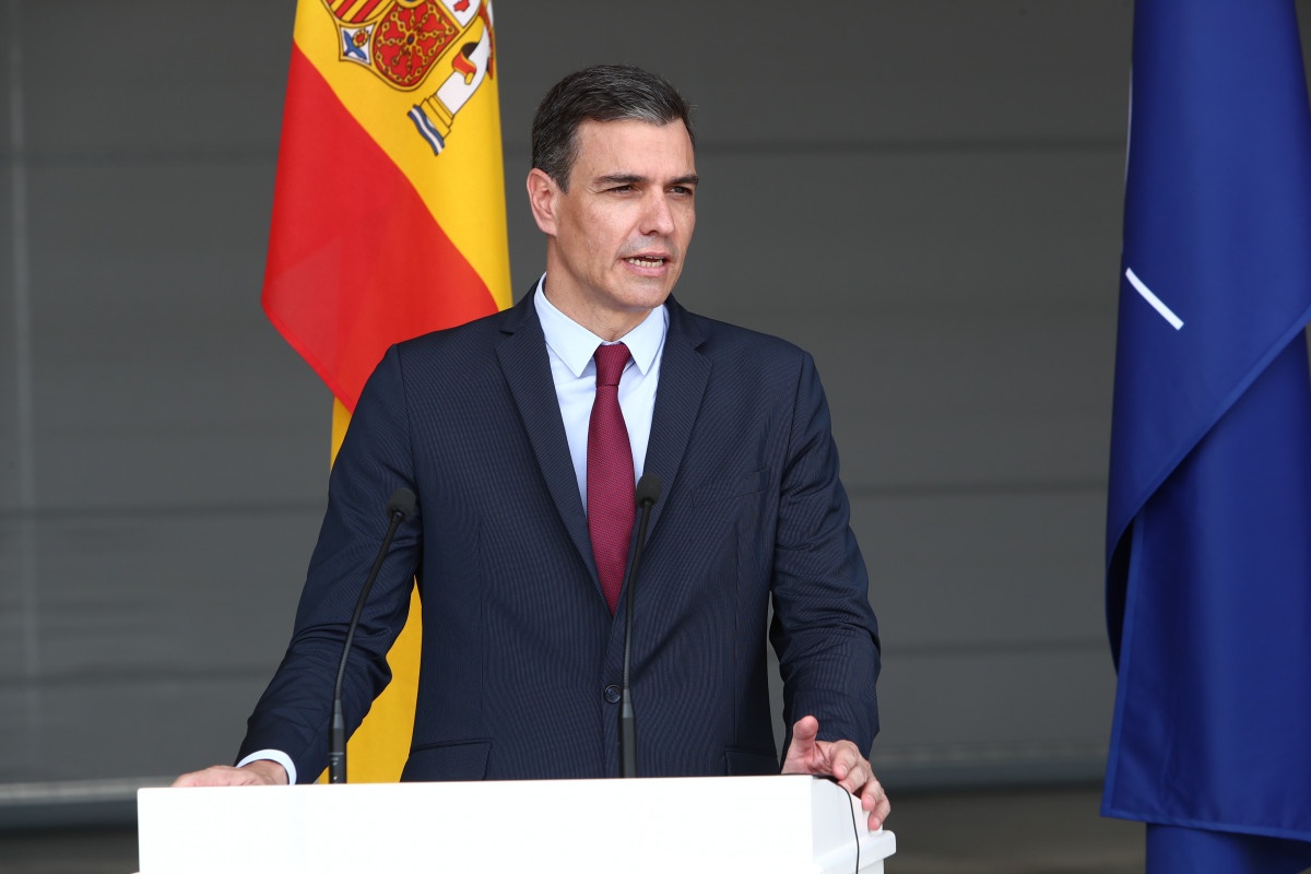 El presidente del Gobierno, Pedro Sánchez, durante su visita a Lituania