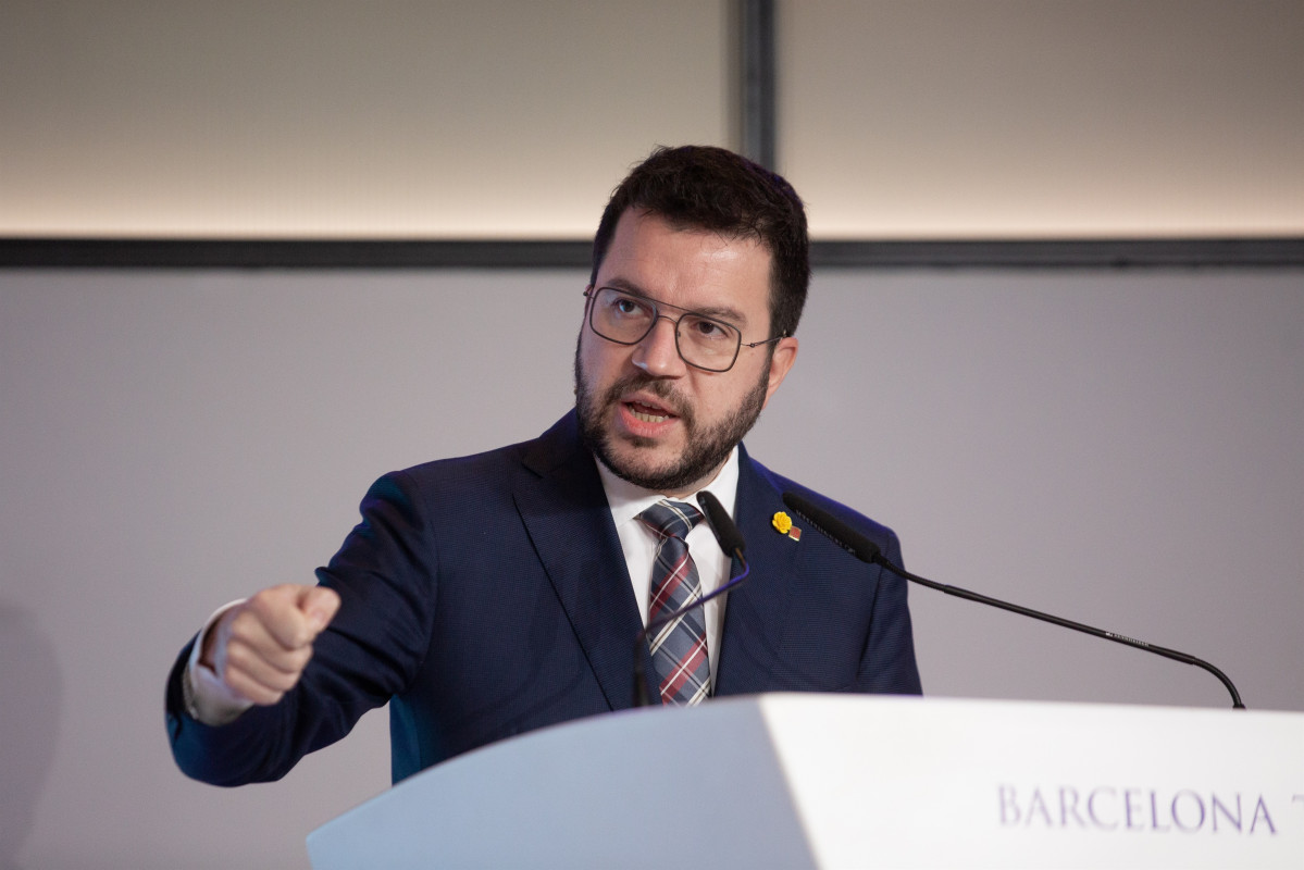 El president de la Generalitat, Pere Aragonès, en la conferència organitzada per Barcelona Tribuna a la Casa Seat