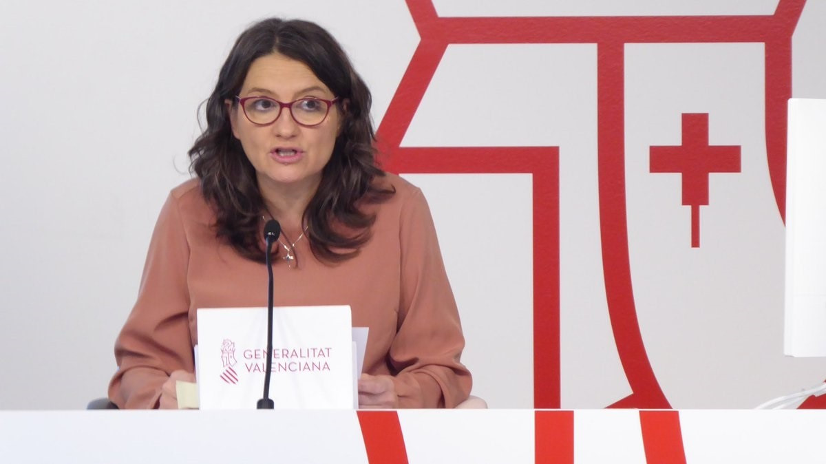 La portavoz del Consell, Mónica Oltra, en la rueda de prensa tras el pleno semanal