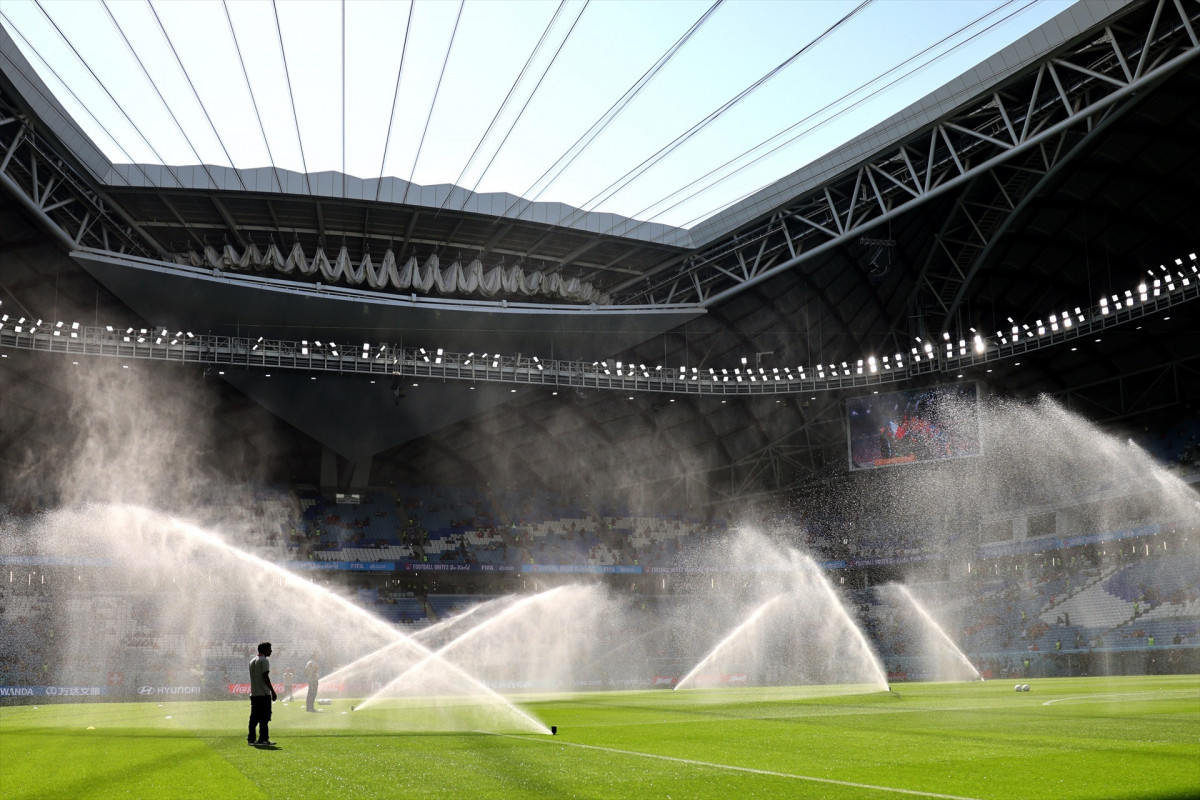 EuropaPress 4831490 24 november 2022 qatar al wakrah water sprinklers can be seen ahead of the