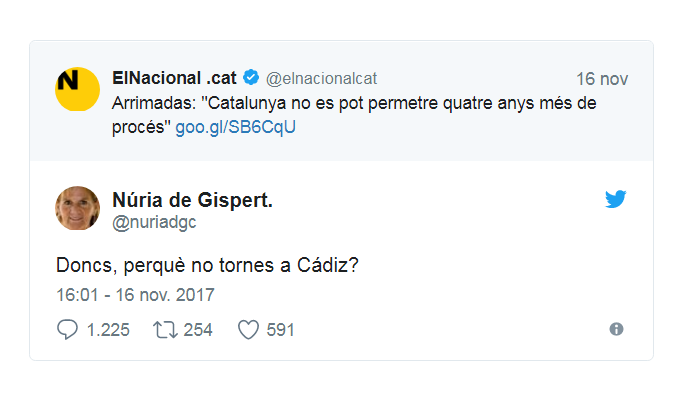 Tuit de gispert vuelvete a Cadiz